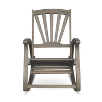 Rizz Outdoor Reclining Rocking Chair, Retractable Footrest, Brown Wood -BM335282