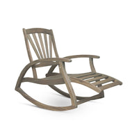 Rizz Outdoor Reclining Rocking Chair, Retractable Footrest, Brown Wood -BM335282
