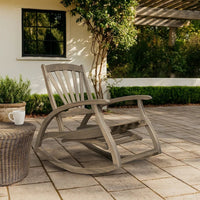 Rizz Outdoor Reclining Rocking Chair, Retractable Footrest, Brown Wood -BM335282