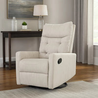 Manual Recliner Chair, Glider and Swivel Mechanism, Beige Fabric -BM335283