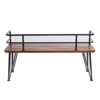 Zoe Outdoor Bench, Industrial Metal Frame, 48 Inch Brown Acacia Wood -BM335284