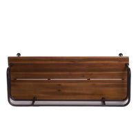 Zoe Outdoor Bench, Industrial Metal Frame, 48 Inch Brown Acacia Wood -BM335284