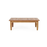 Gail Outdoor Ottoman and Coffee Table Set, Brown Acacia Wood, Gray -BM335286