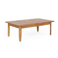 Gail Outdoor Ottoman and Coffee Table Set, Brown Acacia Wood, Gray -BM335286