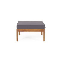 Gail Outdoor Ottoman and Coffee Table Set, Brown Acacia Wood, Gray -BM335286