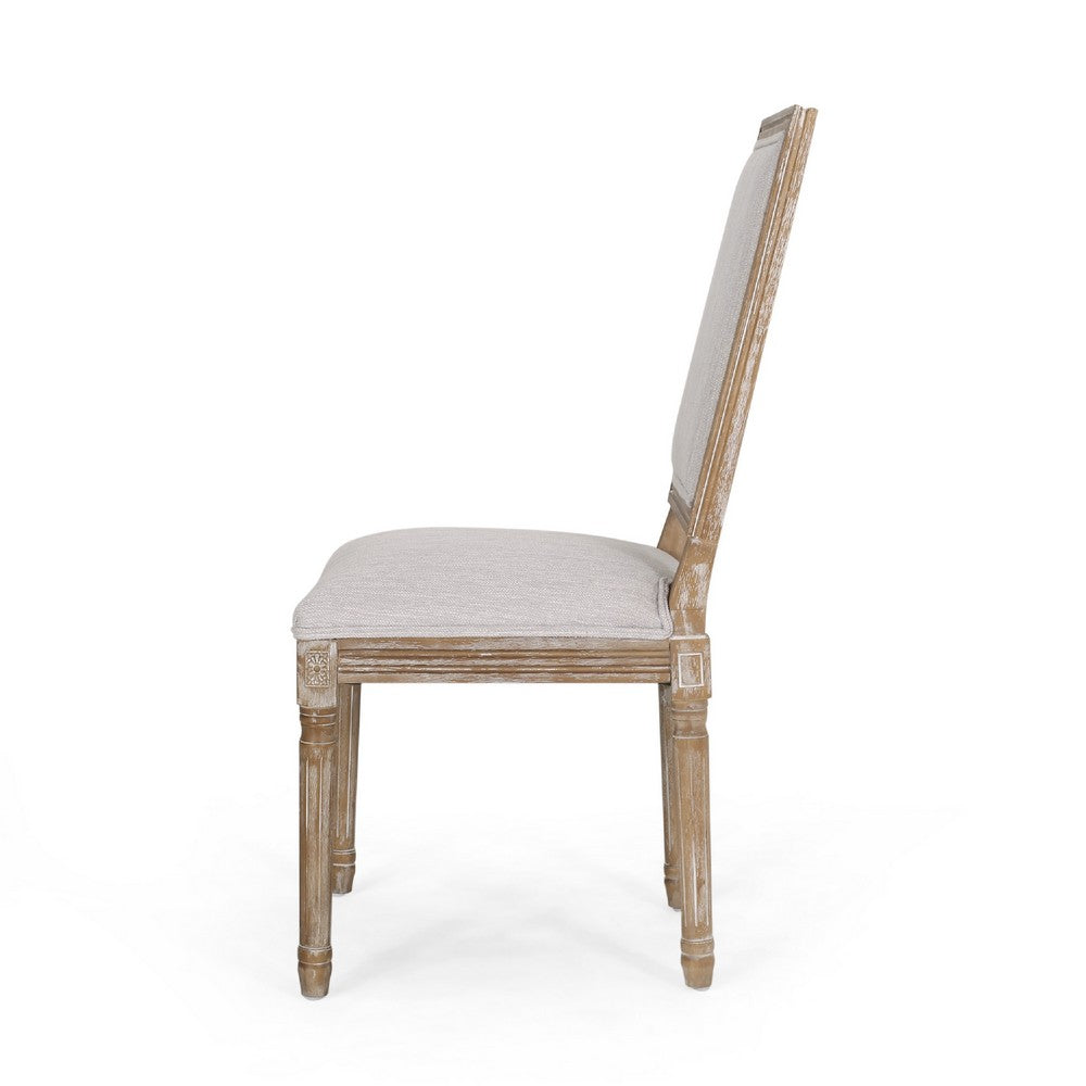 Ryma Dining Chair Set of 2, Fluted Legs, Transitional Light Gray Brown -BM335287