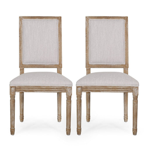 Ryma Dining Chair Set of 2, Fluted Legs, Transitional Light Gray Brown -BM335287