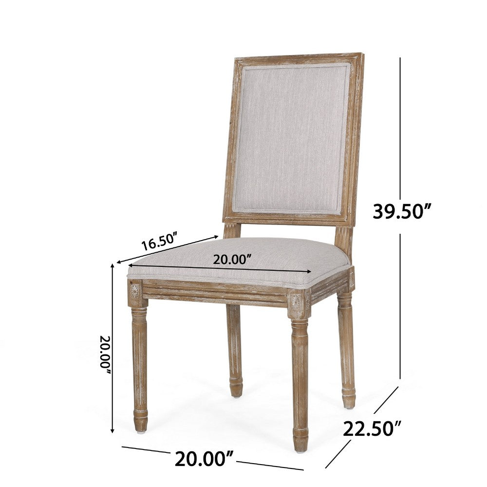 Ryma Dining Chair Set of 2, Fluted Legs, Transitional Light Gray Brown -BM335287
