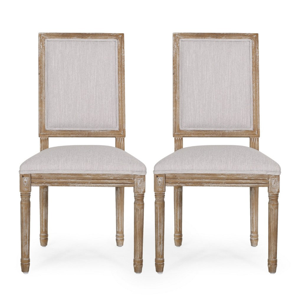 Ryma Dining Chair Set of 2, Fluted Legs, Transitional Light Gray Brown -BM335287