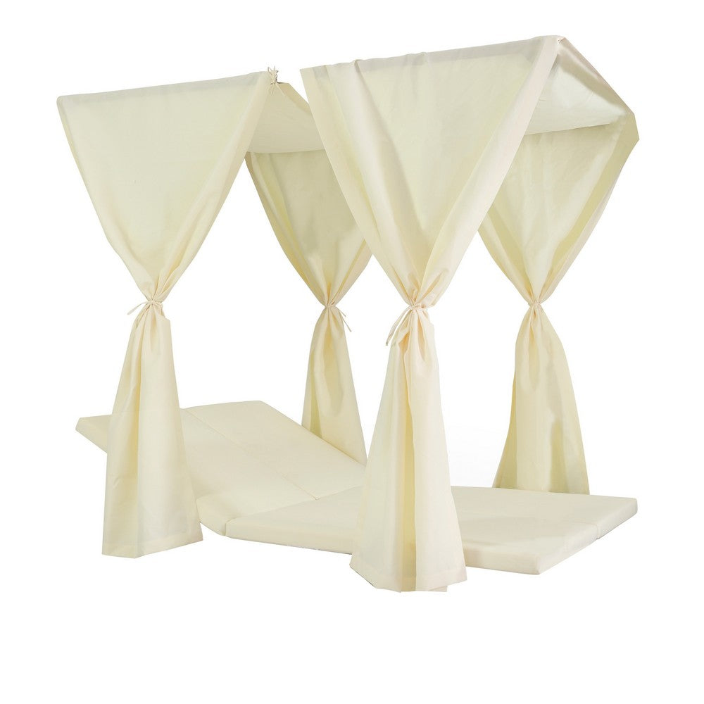 Yavi Outdoor Daybed Curtain and Cushion Set, Cream Waterproof Fabric -BM335288