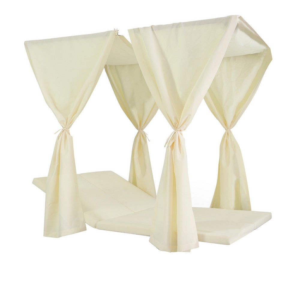 Yavi Outdoor Daybed Curtain and Cushion Set, Cream Waterproof Fabric -BM335288