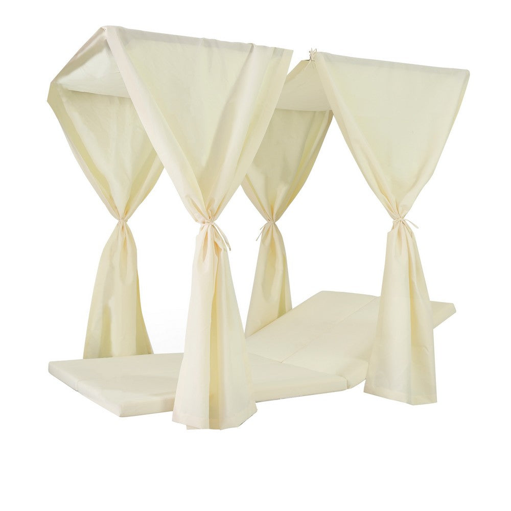 Yavi Outdoor Daybed Curtain and Cushion Set, Cream Waterproof Fabric -BM335288