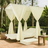 Yavi Outdoor Daybed Curtain and Cushion Set, Cream Waterproof Fabric -BM335288