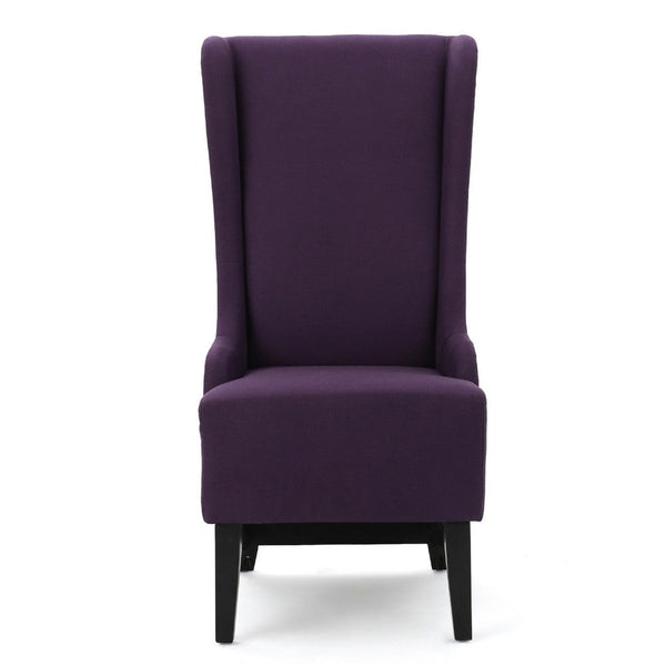 Pixie Dining Chair with High Wingback, Tapered Birch Wood, Plum Purple -BM335289