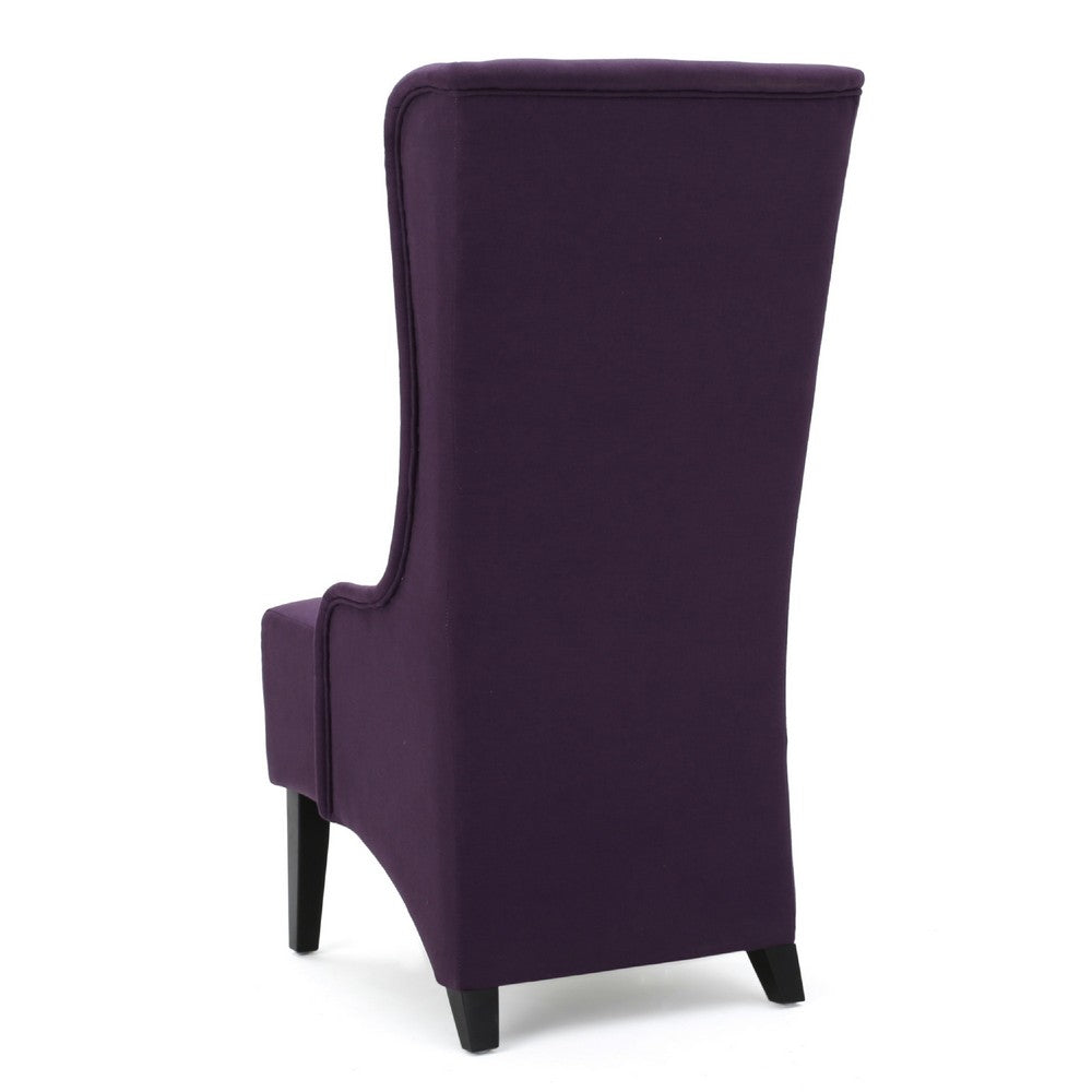 Pixie Dining Chair with High Wingback, Tapered Birch Wood, Plum Purple -BM335289
