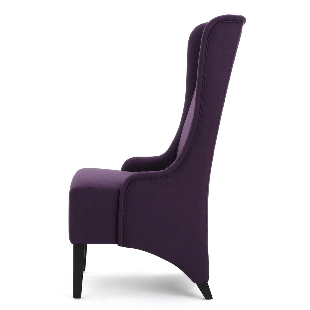 Pixie Dining Chair with High Wingback, Tapered Birch Wood, Plum Purple -BM335289