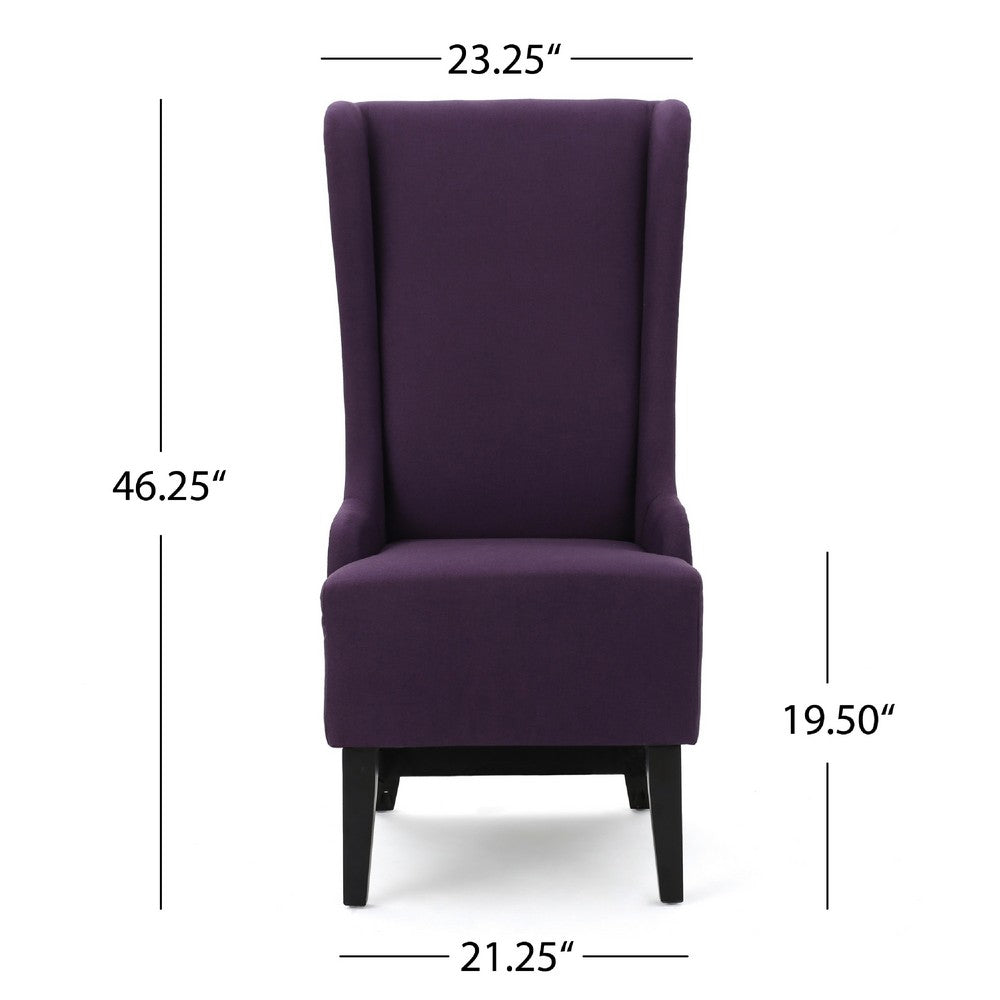Pixie Dining Chair with High Wingback, Tapered Birch Wood, Plum Purple -BM335289