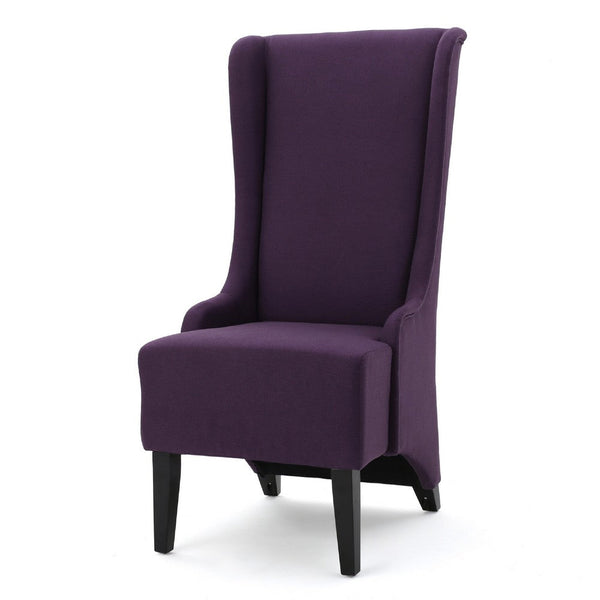 Pixie Dining Chair with High Wingback, Tapered Birch Wood, Plum Purple -BM335289