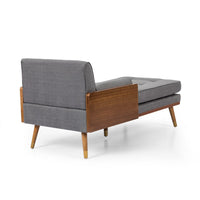 Javie Chaise Lounger, Splayed Rubberwood Legs, Button Tufted Gray -BM335290