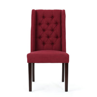 Greg Dining Chair Set of 2, High Wingback, Birch Wood, Red Fabric -BM335291