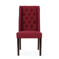 Greg Dining Chair Set of 2, High Wingback, Birch Wood, Red Fabric -BM335291