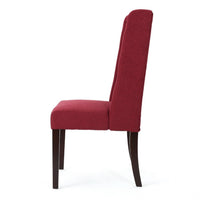 Greg Dining Chair Set of 2, High Wingback, Birch Wood, Red Fabric -BM335291