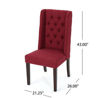 Greg Dining Chair Set of 2, High Wingback, Birch Wood, Red Fabric -BM335291