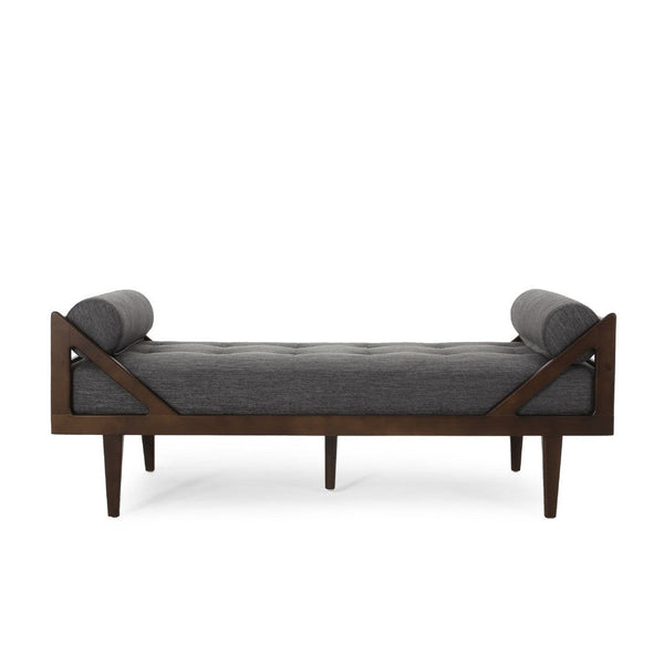 Henry Chaise Lounger, 2 Rolled Bolster Pillows, Charcoal Waffle Stitch -BM335295