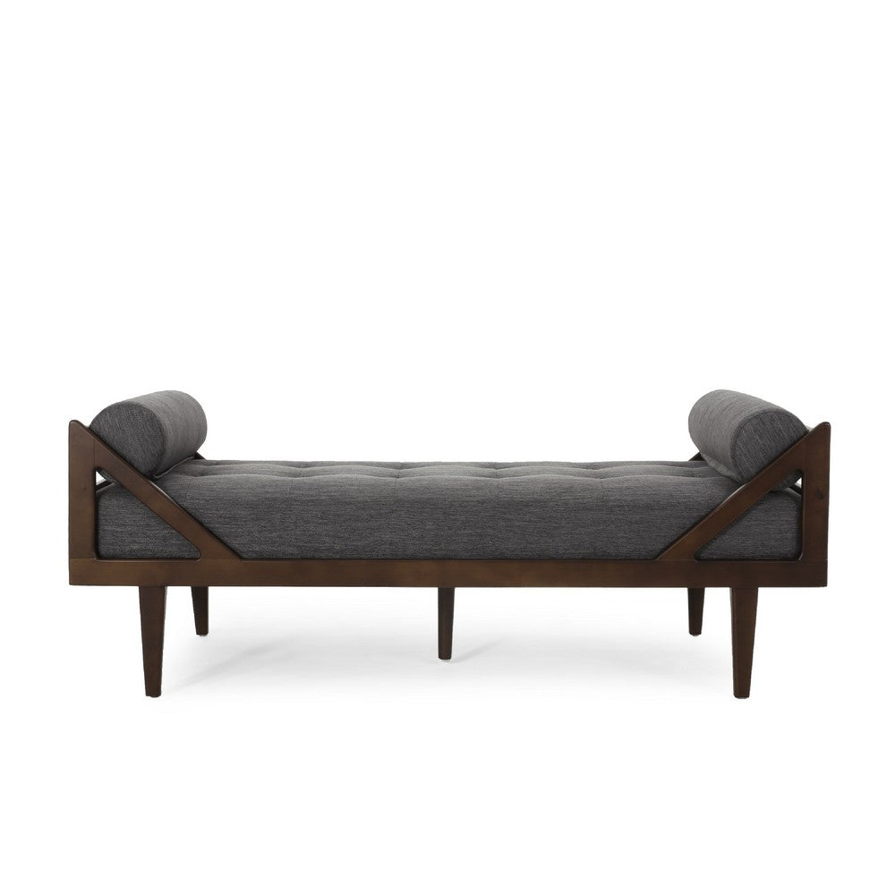 Henry Chaise Lounger, 2 Rolled Bolster Pillows, Charcoal Waffle Stitch -BM335295