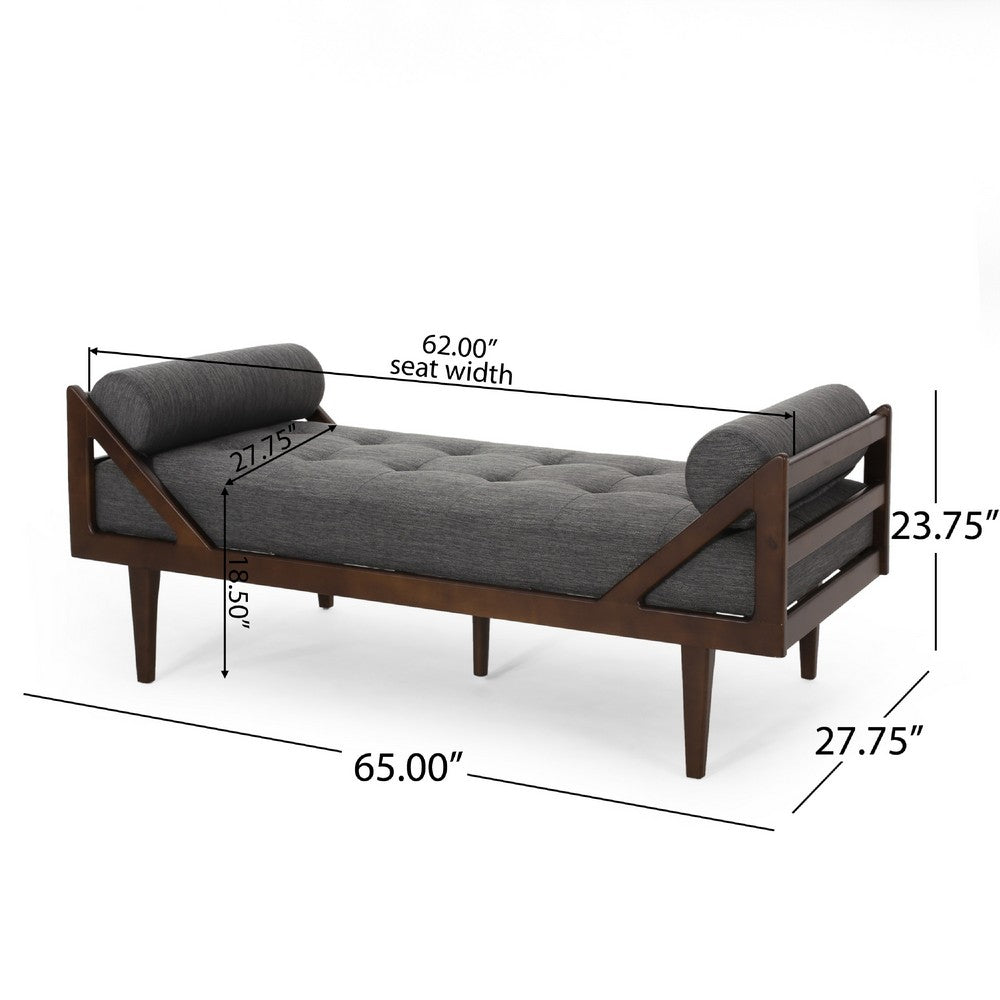 Henry Chaise Lounger, 2 Rolled Bolster Pillows, Charcoal Waffle Stitch -BM335295