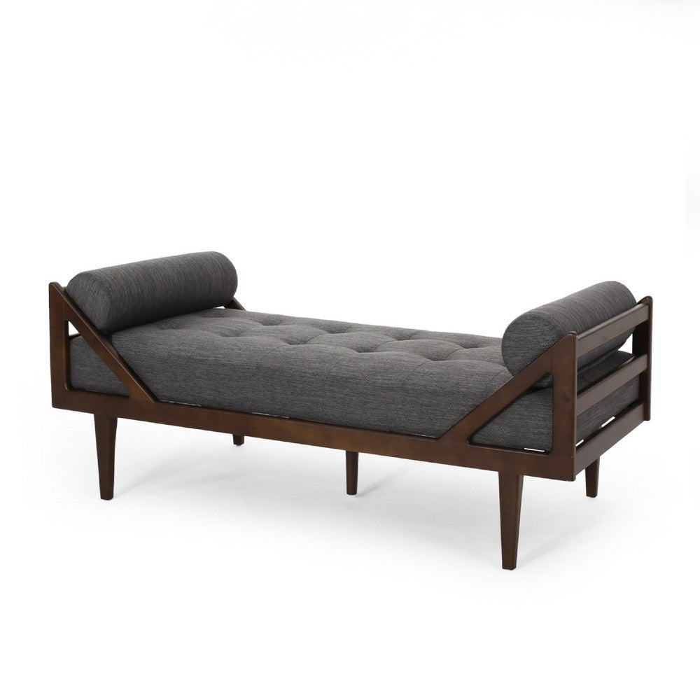 Henry Chaise Lounger, 2 Rolled Bolster Pillows, Charcoal Waffle Stitch -BM335295