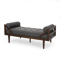 Henry Chaise Lounger, 2 Rolled Bolster Pillows, Charcoal Waffle Stitch -BM335295