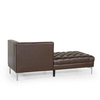 Hetty Chaise Lounger with Curved Backrest, Dark Brown Faux Leather -BM335296