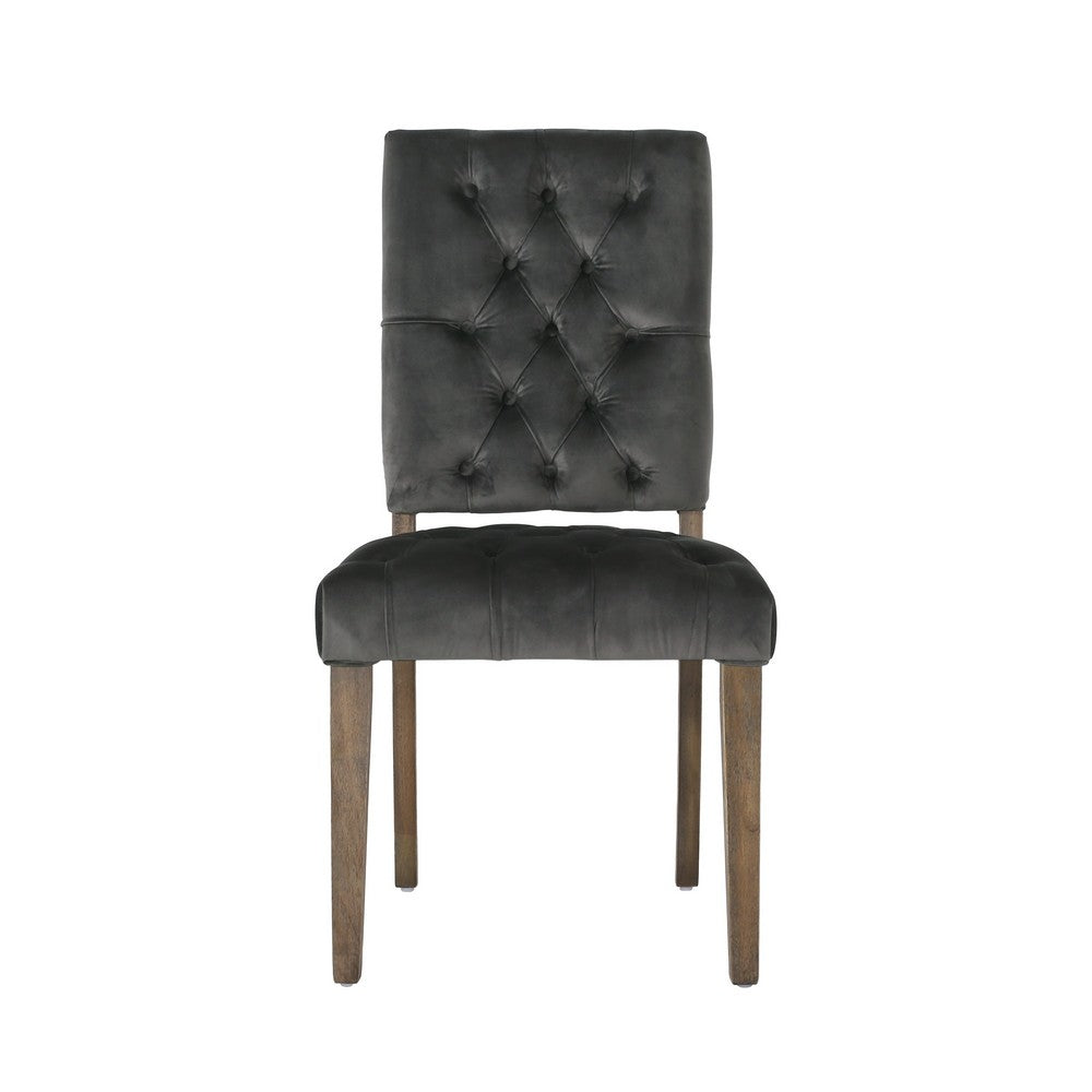 Zavie Dining Chair Set of 2, Charcoal Diamond Stitched Faux Leather -BM335299