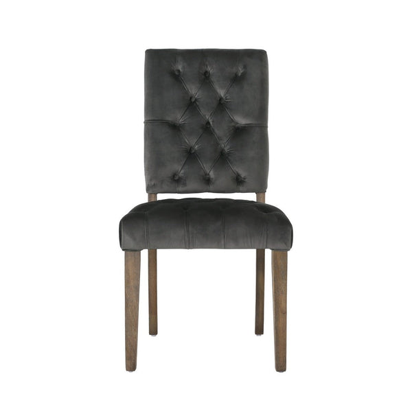 Zavie Dining Chair Set of 2, Charcoal Diamond Stitched Faux Leather -BM335299