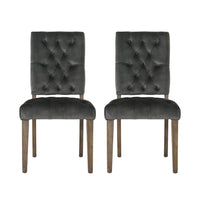 Zavie Dining Chair Set of 2, Charcoal Diamond Stitched Faux Leather -BM335299