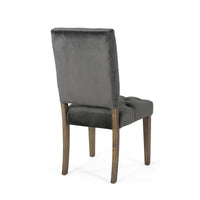 Zavie Dining Chair Set of 2, Charcoal Diamond Stitched Faux Leather -BM335299