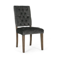 Zavie Dining Chair Set of 2, Charcoal Diamond Stitched Faux Leather -BM335299