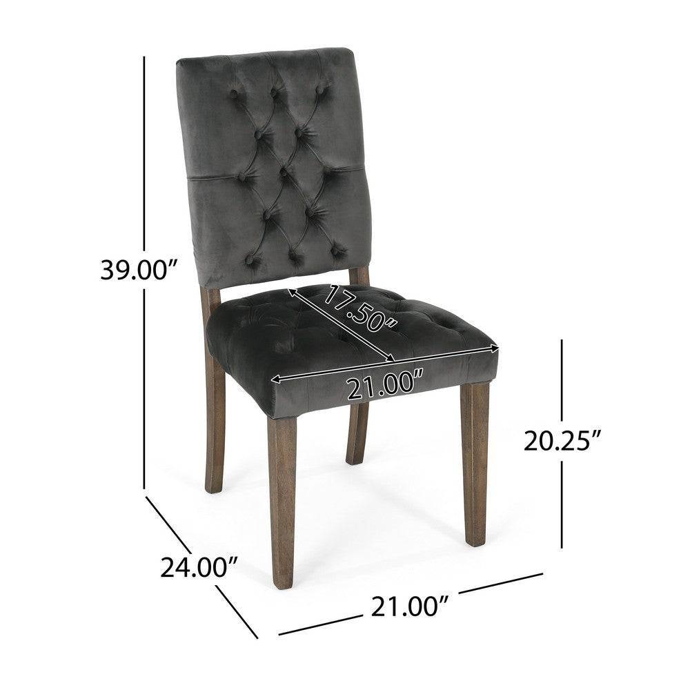 Zavie Dining Chair Set of 2, Charcoal Diamond Stitched Faux Leather -BM335299