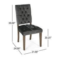 Zavie Dining Chair Set of 2, Charcoal Diamond Stitched Faux Leather -BM335299
