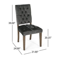 Zavie Dining Chair Set of 2, Charcoal Diamond Stitched Faux Leather -BM335299