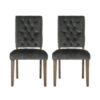 Zavie Dining Chair Set of 2, Charcoal Diamond Stitched Faux Leather -BM335299