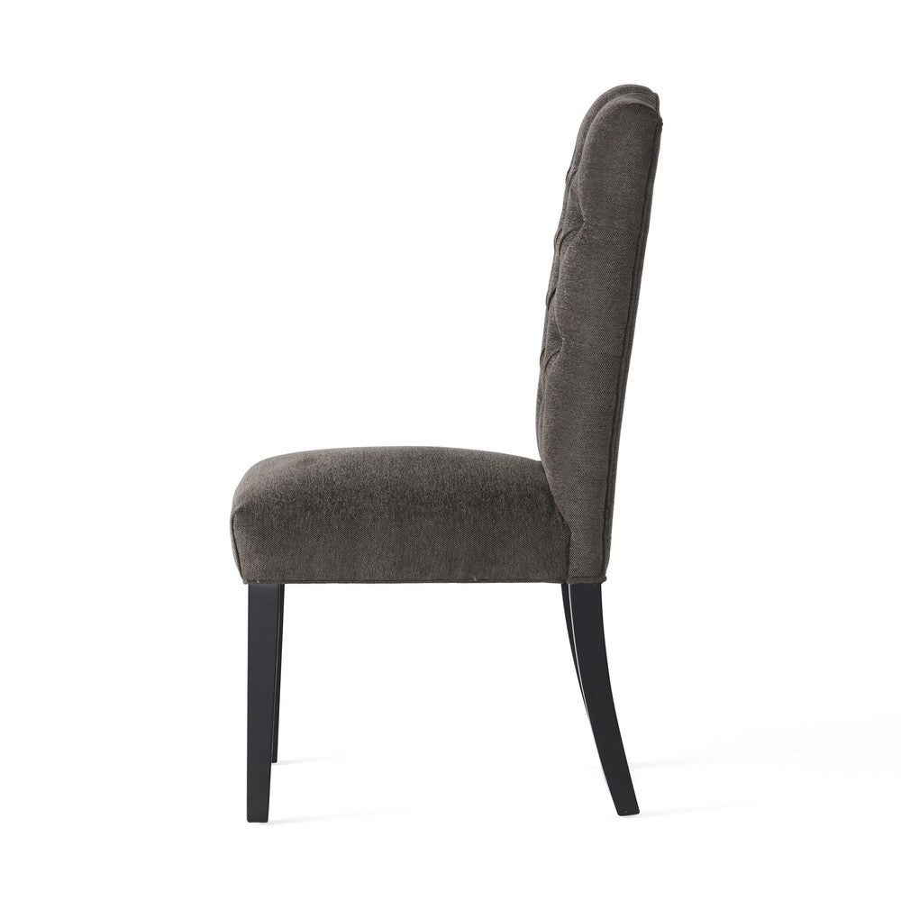 Elona Dining Chair Set of 2, Crown Top, Gray Tufted Diamond Stitched -BM335302