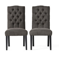 Elona Dining Chair Set of 2, Crown Top, Gray Tufted Diamond Stitched -BM335302