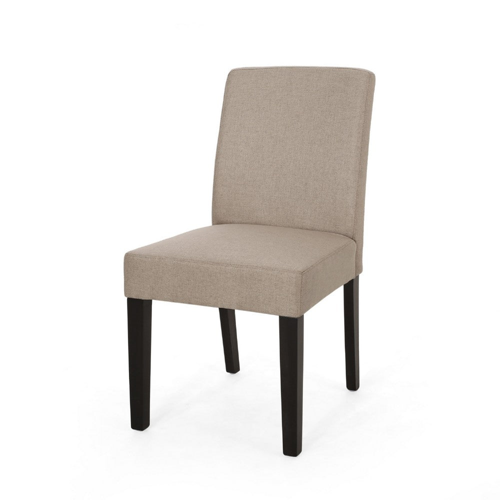 Wonka Dining Chair Set of 2, Transitional Curved Back, Taupe Fabric -BM335306