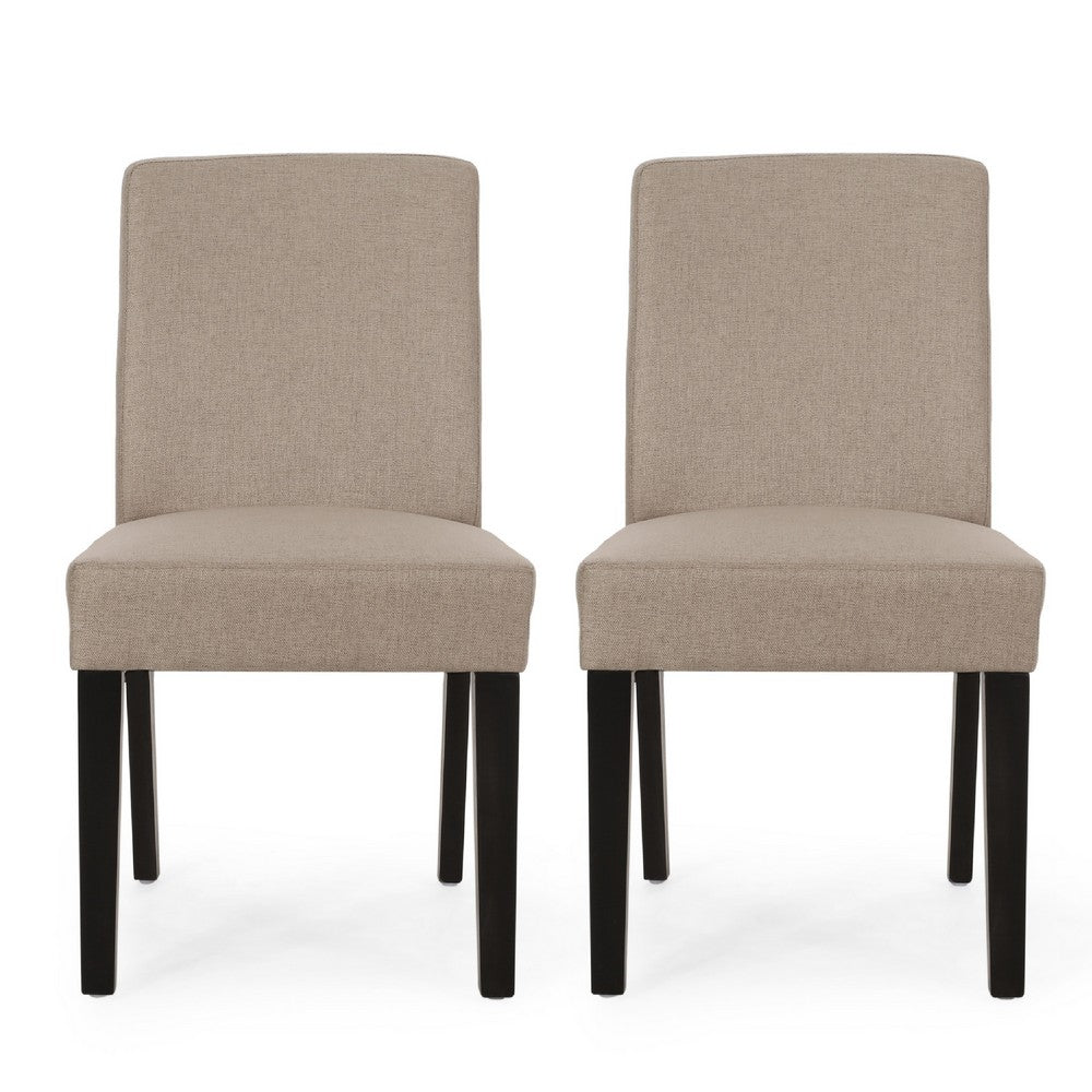 Wonka Dining Chair Set of 2, Transitional Curved Back, Taupe Fabric -BM335306
