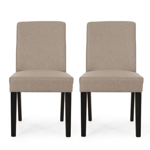 Wonka Dining Chair Set of 2, Transitional Curved Back, Taupe Fabric -BM335306