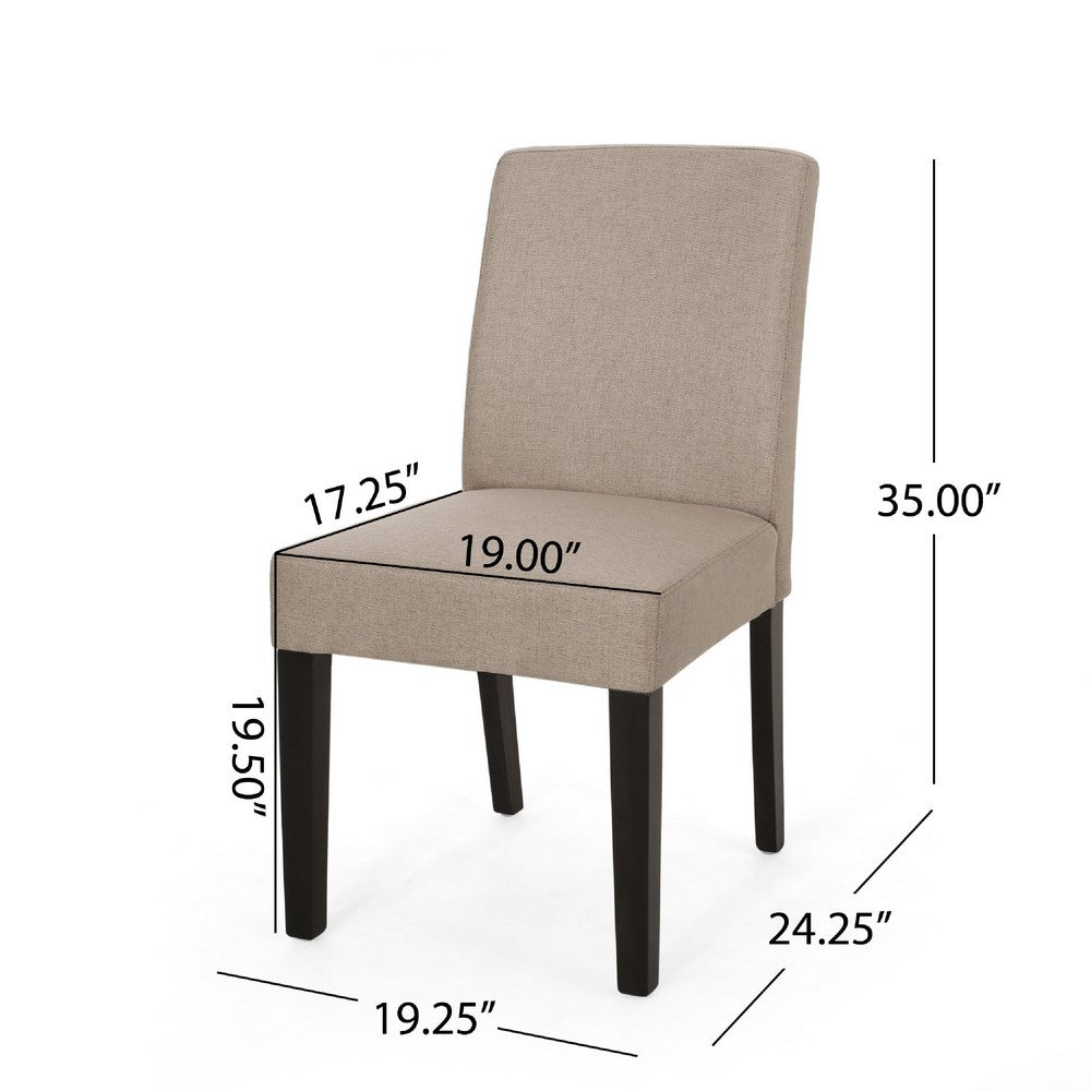 Wonka Dining Chair Set of 2, Transitional Curved Back, Taupe Fabric -BM335306
