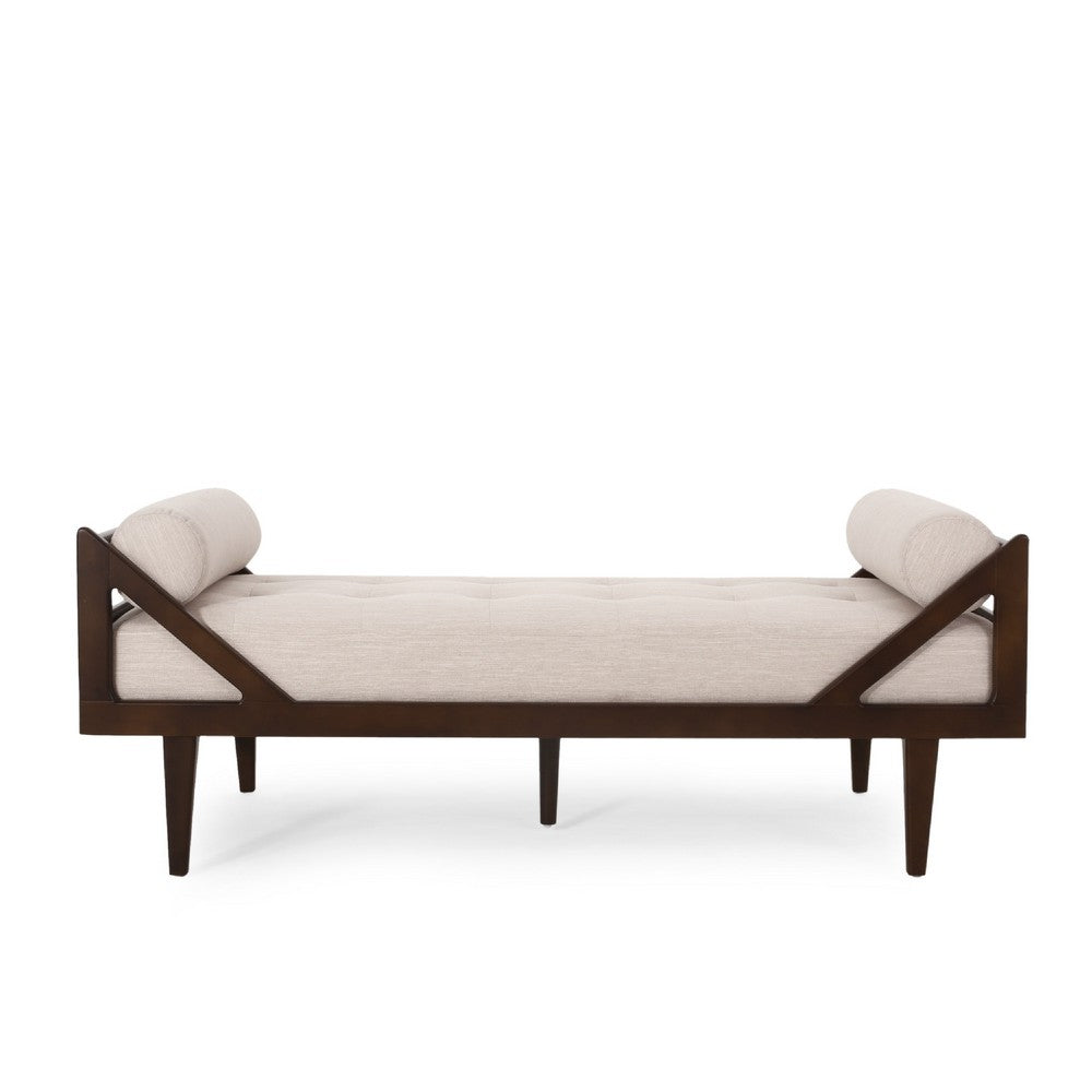 Henry Chaise Lounger with 2 Rolled Bolster Pillows Beige Waffle Stitch -BM335307