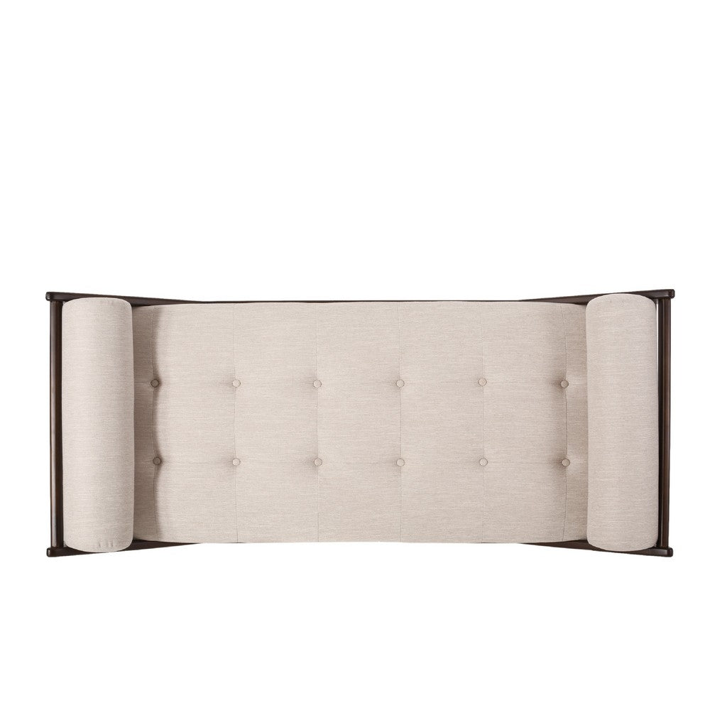 Henry Chaise Lounger with 2 Rolled Bolster Pillows Beige Waffle Stitch -BM335307